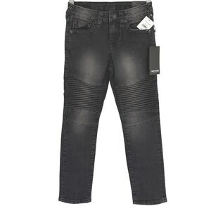 True Religion Geno Relaxed Slim Moto Jeans Boys Sz 5 Grey Wash Ribbed Denim NWT